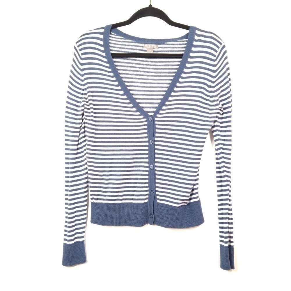 Falls Creek Blue & White Striped V-Neck Sweater S